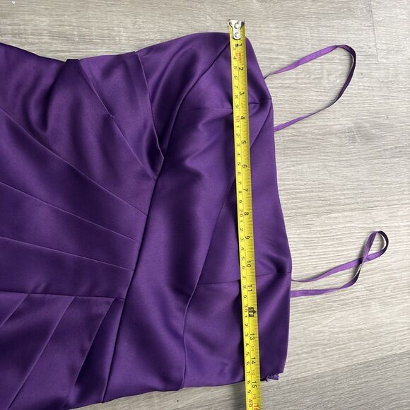 Max & Cleo Bow Front Mini Party Dress Purple Satin Evening Bodycon Sexy Sz 4 - Picture 8 of 11